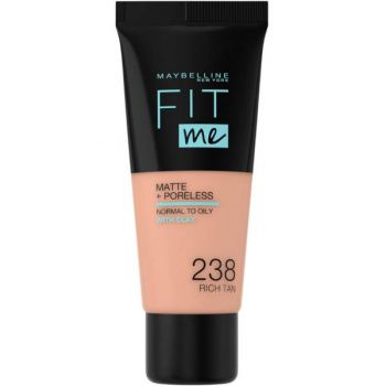 Fond de Ten - Maybelline Fit Me! Matte + Poreless Normal to Oily Skin, nuanta 238 Rich Tan, 30 ml