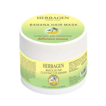 Masca de par cu extract de banana - Herbagen Banana Hair Mask Hydrating and Nourishing, 100 ml