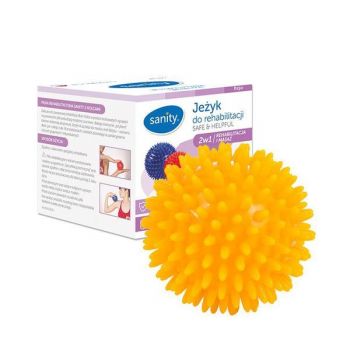 Minge Sanity Safe & Helpful, 2 in 1, pentru reabilitare si masaj, 8 cm, tip arici, Galben ieftina