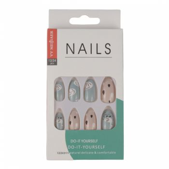 Set 12 Unghii False Premium, 21 Nude Blue la reducere