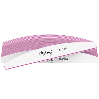 Set pile unghii Miley, semiluna, alba, granulatie 100/180, 25 buc