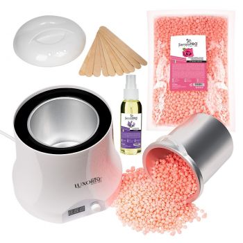 Kit Epilare Ceara Traditionala Granule LUXORISE Diamond Skin - Titanio Rosa, 800 ml