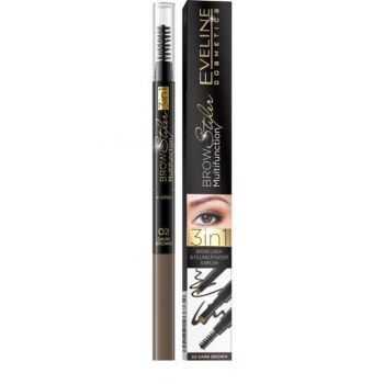 Creion multifunctional pentru sprancene Eveline Cosmetics, Brow Styler, 02 dark brown, 7g ieftin