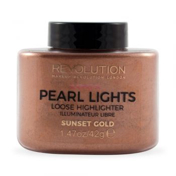 MAKEUP REVOLUTION PEARL LIGHTS LOOSE HIGHLIGTER SUNSET GOLD ILUMINATOR PUDRA