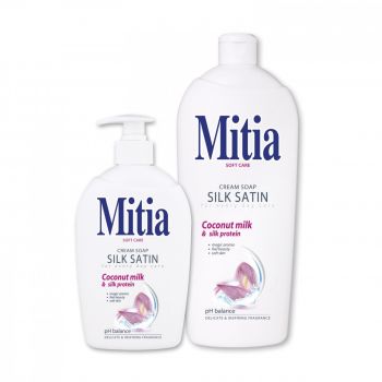 MITIA SAPUN CREMA SILK SATIN WITH COCONUT MILK & SILK PROTEIN (Optiuni de comanda: 1000ml) la reducere