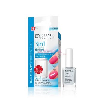 EVELINE COSMETICS 3 IN 1 TOP COAT HARD AN SHINY NAILS