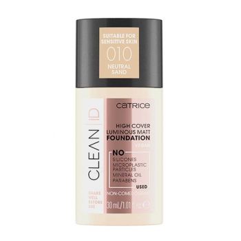 CATRICE CLEAN ID HIGH COVER LUMINOUS MATT FOUNDATION FOND DE TEN NEUTRAL SAND 010