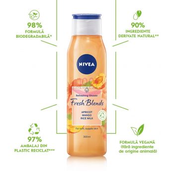 NIVEA FRESH BLENDER GEL DE DUS CU CAISE MANGO SI LAPTE DE OREZ