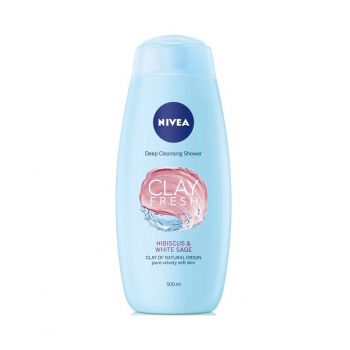 NIVEA CLAY FRESH GEL DE DUS CU HIBISCUS & SALVIE (Optiuni de comanda: 500ml)