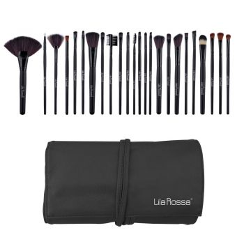 Set 24 pensule makeup, Lila Rossa, cu husa neagra