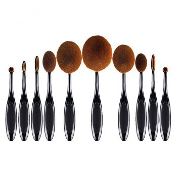 Set profesional makeup, 10 pensule machiaj, tip perie, beauty gold