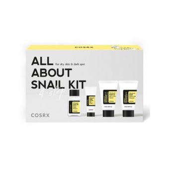 Set cu extract de melc, travel size Cosrx (gel de curățare 20ml + esență hidratantă 30ml + cremă pentru ochi 5 ml +cremă de față 20 g)