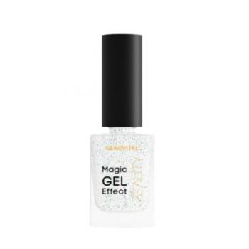 Lac pentru unghii Gerovital Beauty Magic Gel Effect Nuanta 20 Alb Lucios Sclipici, 11ml de firma originala