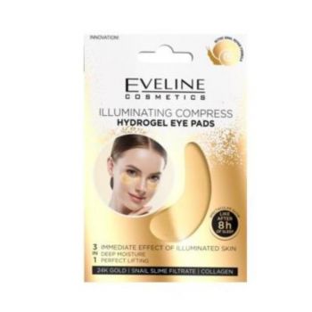 Set comprese pentru cearcanele inchise la culoare Illuminating Hydrogel, Eveline Cosmetics, 2 buc