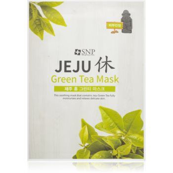 SNP Jeju Green Tea mască textilă hidratantă cu efect calmant