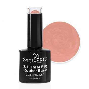Shimmer Rubber Base SensoPRO Milano - #05 Perfect Nude Shimmer Red, 10ml