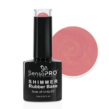 Shimmer Rubber Base SensoPRO Milano - #13 Musical Rose Shimmer Gold, 10ml