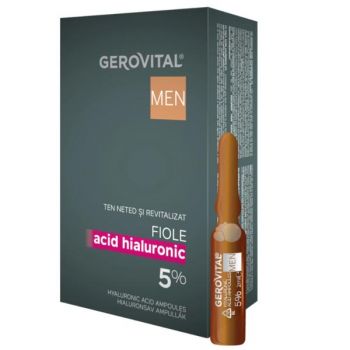 Fiole cu Acid Hialuronic 5% Gerovital Men 10 fiole x 2ml la reducere