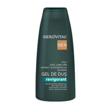 Gel de dus Revigorant 3 în 1 Gerovital Men, 400ml