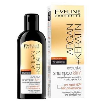 Sampon de par, Eveline Cosmetics, 8 in 1 Argan + Keratina, 150 ml