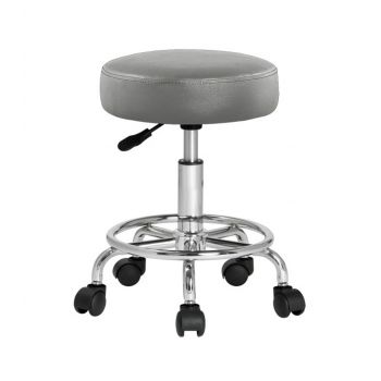 Scaun de cosmetica hidraulic si rotativ, Inaltime reglabila 51-65 cm, Gri