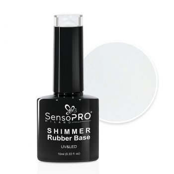 Shimmer Rubber Base SensoPRO Milano - #01 Milky White Shimmer Gold, 10ml