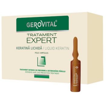 Tratament Expert Keratina Lichida Gerovital, 10 fiole x 10ml ieftin