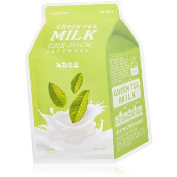 A´pieu One-Pack Milk Mask Green Tea mască textilă calmantă pentru ten gras și mixt