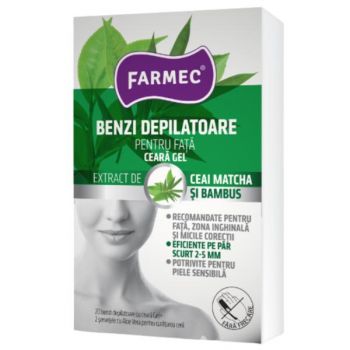 Benzi Depilatoare cu Ceara-Gel pentru Fata Farmec, 20buc de firma original