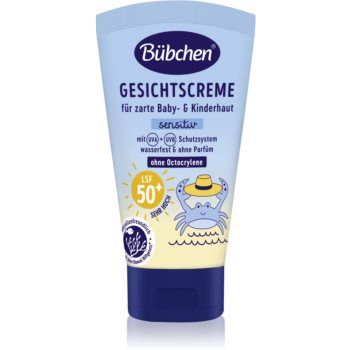 Bübchen Sensitive Sun Protection Face Cream SPF 50+ cremă protectoare pentru față, pentru copii SPF 50+