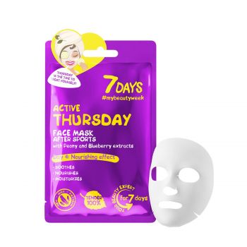 Active Thursday - Face Sheet Mask After Sports With Peony & Blueberry 28 gr de firma originala
