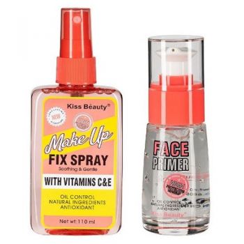 Set Spray fixare si baza de machiaj, Karite, Vitamina C si E