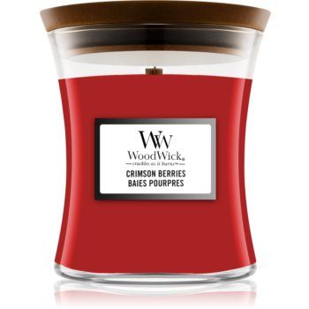 Woodwick Crimson Berries lumânare parfumată cu fitil din lemn