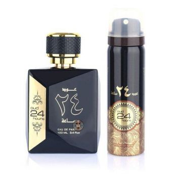 Set Oud 24 Hours, apa de parfum 100 ml + deodorant 50 ml, unisex - inspirat din Black Orchid by Tom Ford