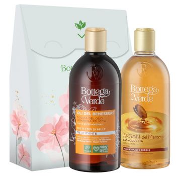 Set cadou femei, geluri de dus, cu 5 uleiuri exceptionale si ulei de argan ieftin