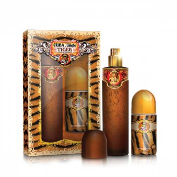 Set Cuba Jungle Tiger for Women, apa de parfum 100 ml + Roll On 50 ml, femei