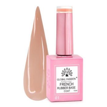French Rubber Base Coat, Global Fashion, 15 ml, Nude 01