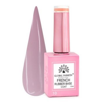 French Rubber Base Coat, Global Fashion, 15 ml, Roz 10