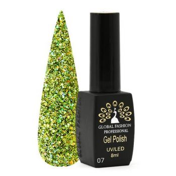 Oja semipermanenta, Global Fashion, Diamond Ball, 8 ml, Verde 007 ieftina