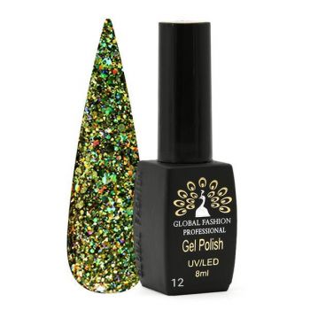 Oja semipermanenta, Global Fashion, Diamond Ball 8 ml, Verde 012 ieftina