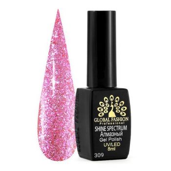 Oja semipermanenta, Global Fashion, Shine Spectrum, 8 ml, Roz 309 de firma originala