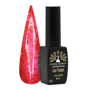 Oja semipermanenta, Global Fashion, Shine Spectrum Red, 8 ml, Rosu 02 de firma originala