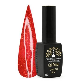 Oja semipermanenta, Global Fashion, Shine Spectrum Red, 8 ml, Rosu 03 de firma originala