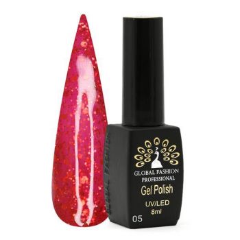 Oja semipermanenta, Global Fashion, Shine Spectrum Red, 8 ml, Rosu 05 ieftina