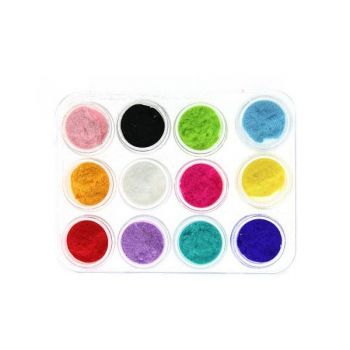Set 12 decoratiuni unghiii, Global Fashion, tip catifea, Multicolor