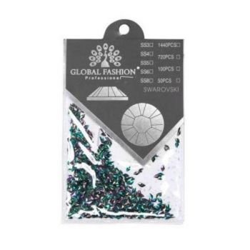 Decor pentru unghii, Swarovski, Romburi 3D, Global Fashion, culoare verde