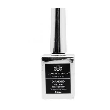 Top Coat Diamond, Global Fashion, top/finish, fara strat lipicios, 15 ml, Transparent