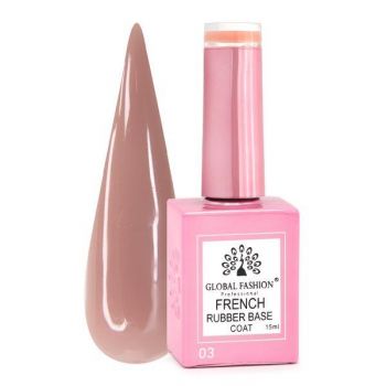 French Rubber Base Coat, Global Fashion, 15 ml, Nude 03
