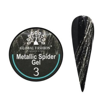 Gel Spider, Global Fashion, Glitter Shiny, 5g, Argintiu 03