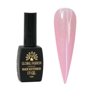 Gel UV pentru constructie, Global Fashion, Magic Extension ,12 ml, cu glitter, Roz G09